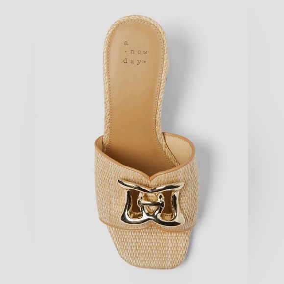 Arden Raffia Ornamented Block Heels with Memory Foam Insole - a new day - tan - Picture 3 of 7